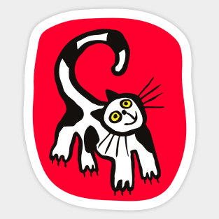 Black and White Cat in Red Sticker